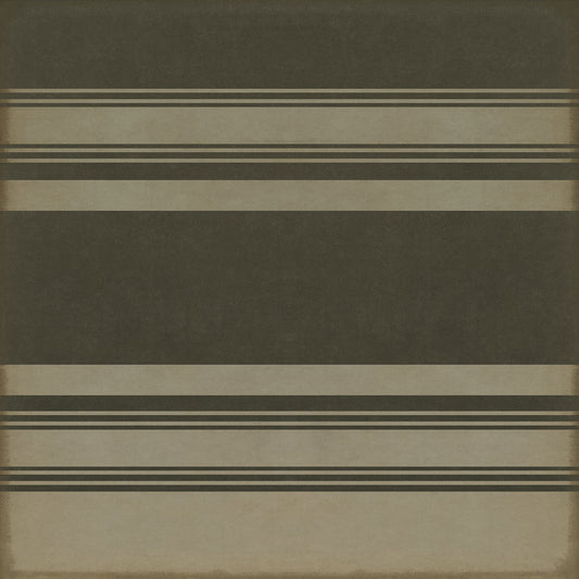 Pattern 50 Organic Stripes Black and Tan 60x60 Vintage Vinyl Floorcloth