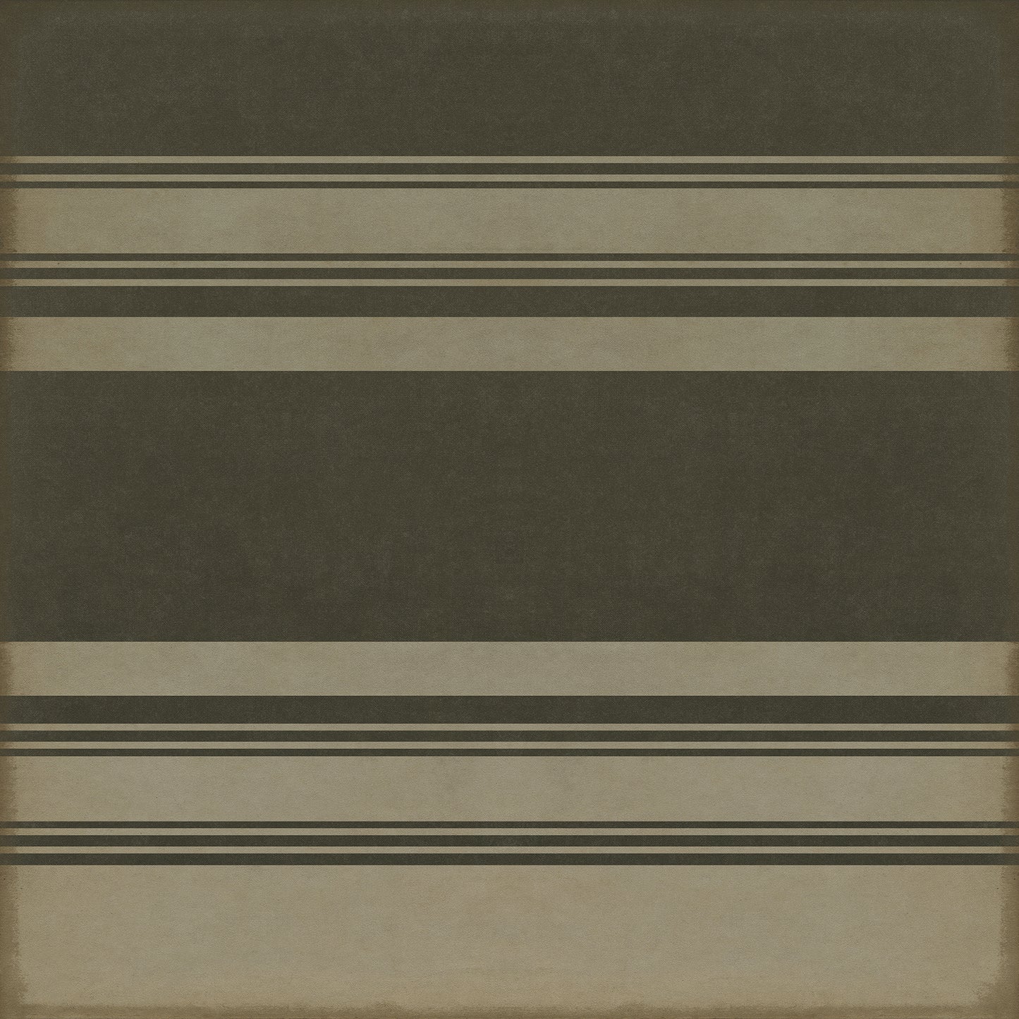 Pattern 50 Organic Stripes Black and Tan 72x72 Vintage Vinyl Floorcloth