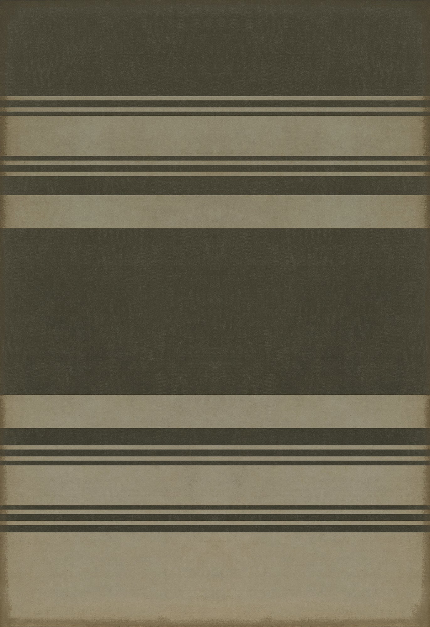 Pattern 50 Organic Stripes Black and Tan 96x140 Vintage Vinyl Floorcloth