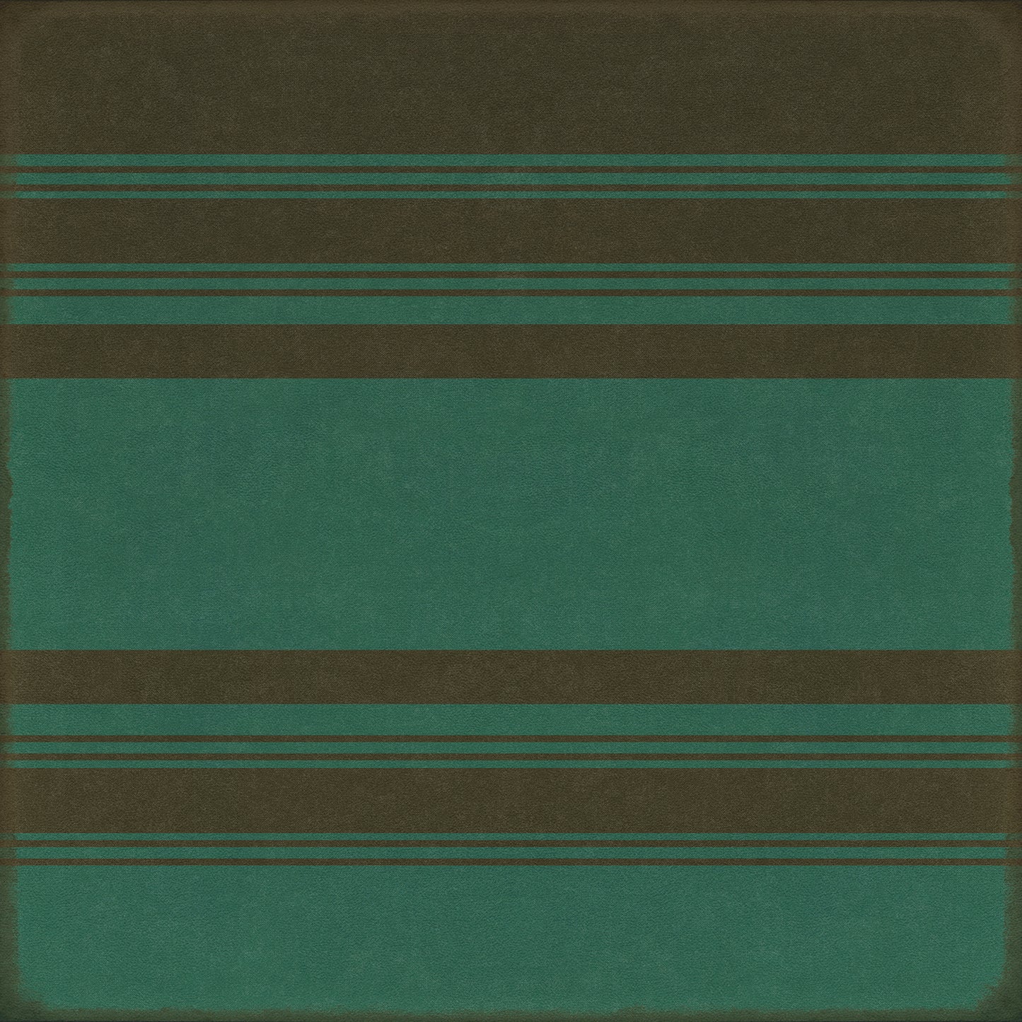 Pattern 50 Organic Stripes Black and Teal 36x36 Vintage Vinyl Floorcloth