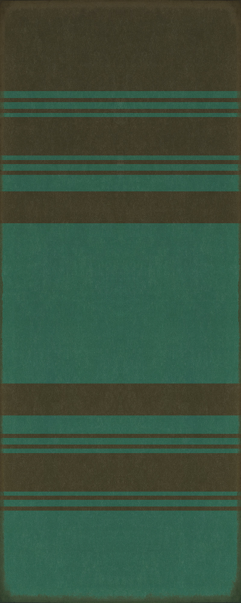 Pattern 50 Organic Stripes Black and Teal 36x90 Vintage Vinyl Floorcloth