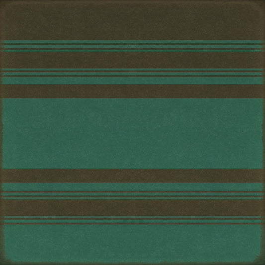 Pattern 50 Organic Stripes Black and Teal 60x60 Vintage Vinyl Floorcloth