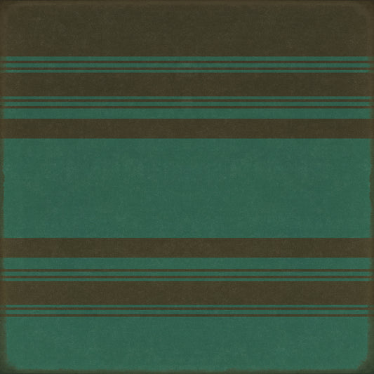 Pattern 50 Organic Stripes Black and Teal 72x72 Vintage Vinyl Floorcloth