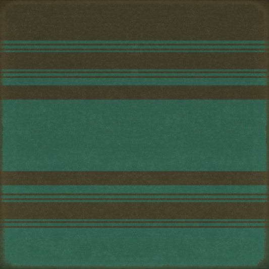 Pattern 50 Organic Stripes Black and Teal 96x96 Vintage Vinyl Floorcloth