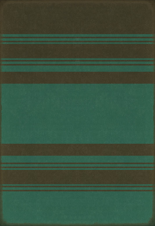 Pattern 50 Organic Stripes Black and Teal 96x140 Vintage Vinyl Floorcloth