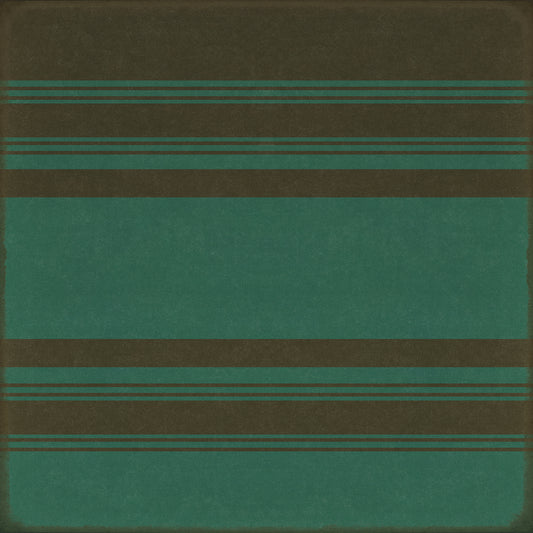 Pattern 50 Organic Stripes Black and Teal 120x120 Vintage Vinyl Floorcloth