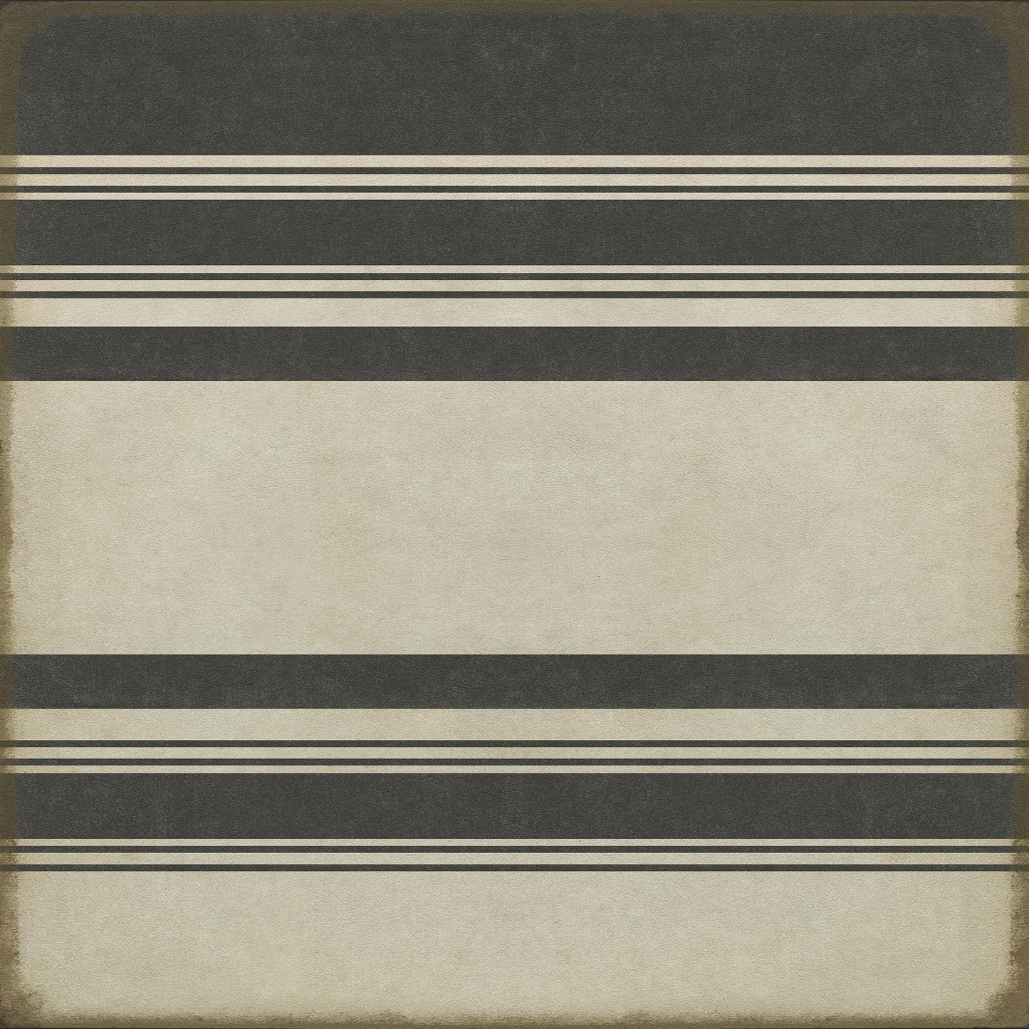 Pattern 50 Organic Stripes Black and White 36x36 Vintage Vinyl Floorcloth