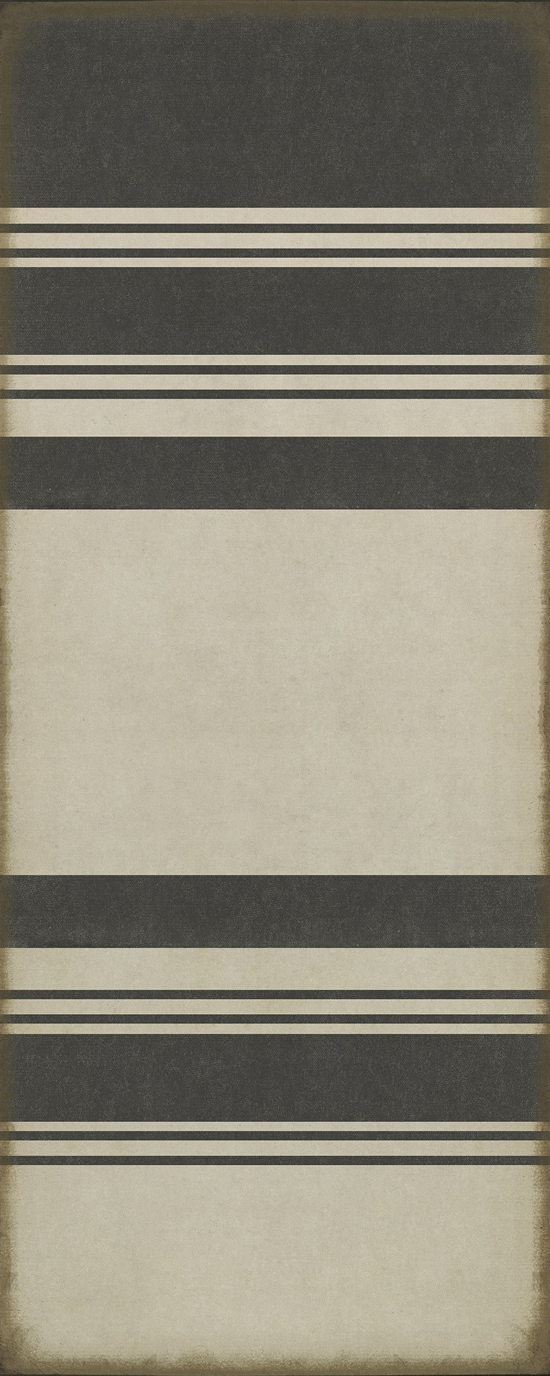 Pattern 50 Organic Stripes Black and White 36x90 Vintage Vinyl Floorcloth