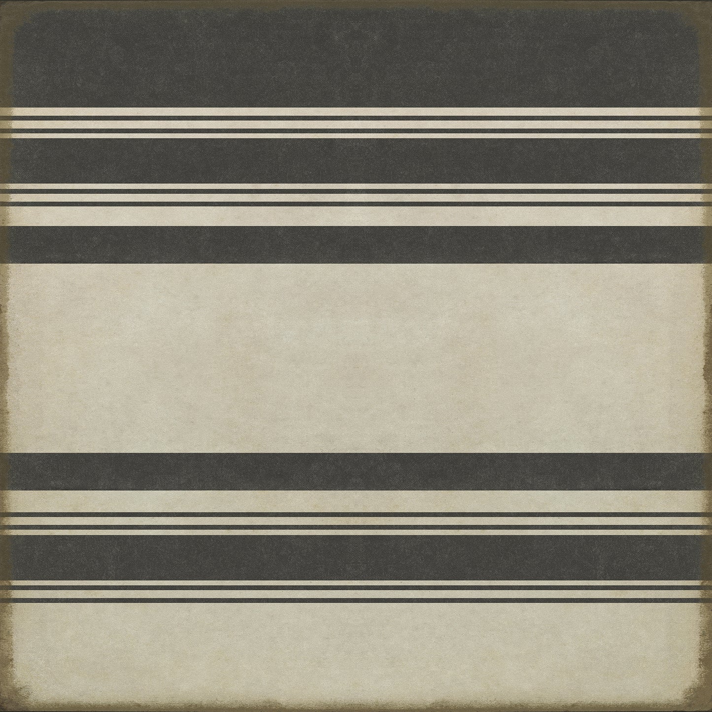 Pattern 50 Organic Stripes Black and White 72x72 Vintage Vinyl Floorcloth