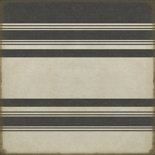 Pattern 50 Organic Stripes Black and White 72x72 Vintage Vinyl Floorcloth