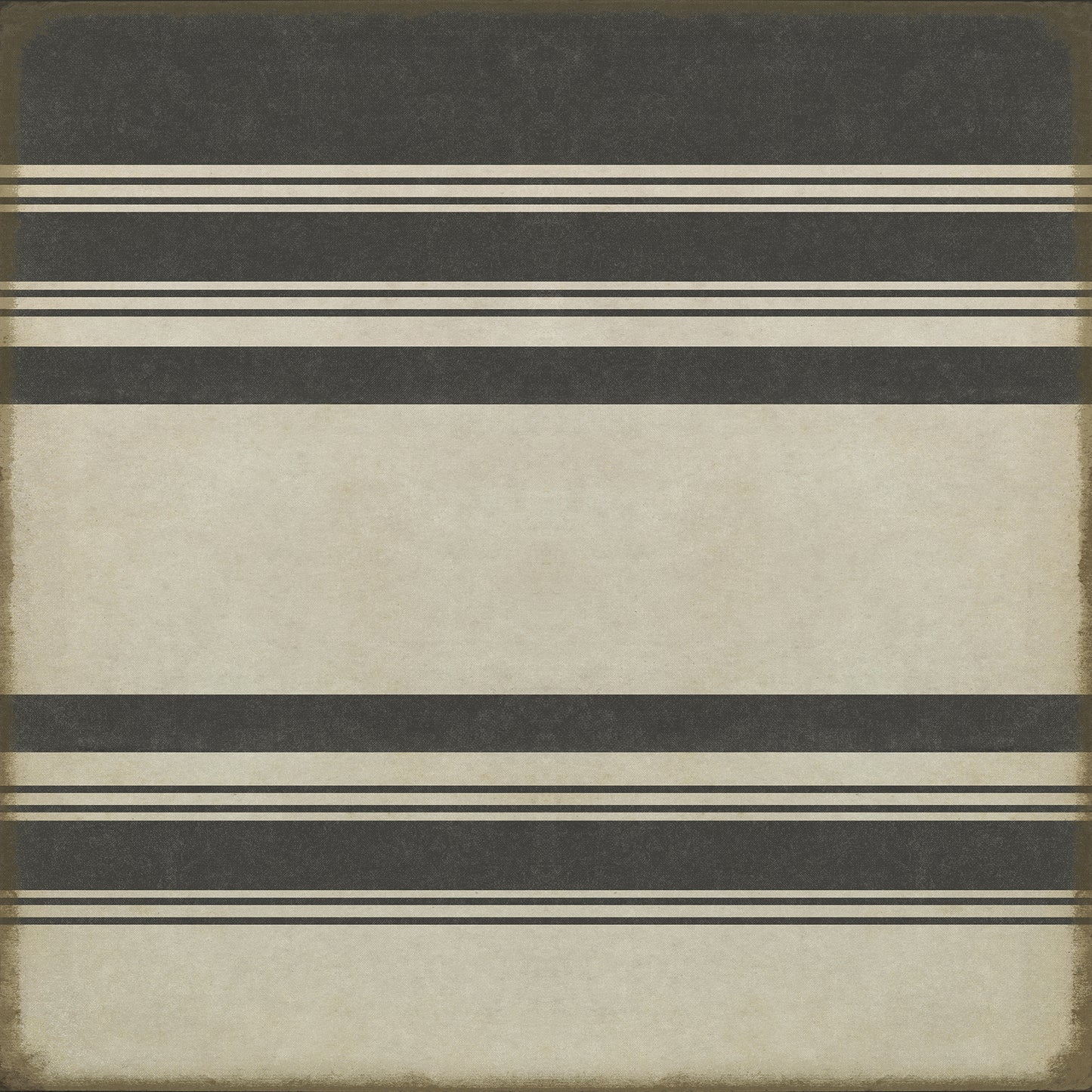 Pattern 50 Organic Stripes Black and White 96x96 Vintage Vinyl Floorcloth