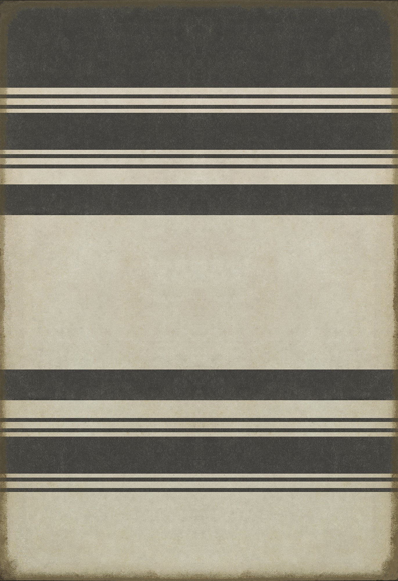 Pattern 50 Organic Stripes Black and White 96x140 Vintage Vinyl Floorcloth