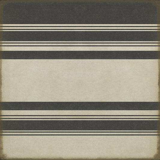 Pattern 50 Organic Stripes Black and White 120x120 Vintage Vinyl Floorcloth