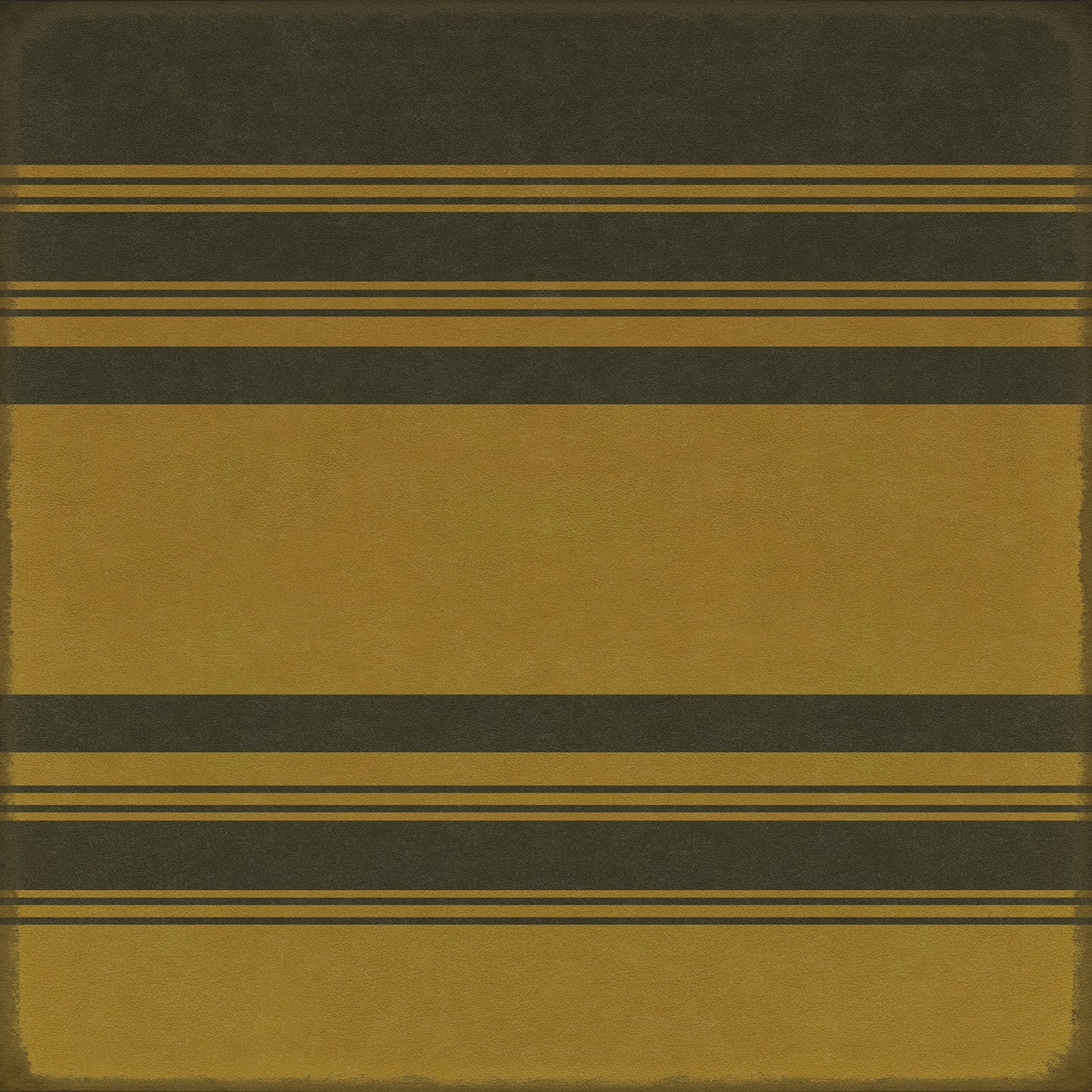 Pattern 50 Organic Stripes Black and Yellow 36x36 Vintage Vinyl Floorcloth