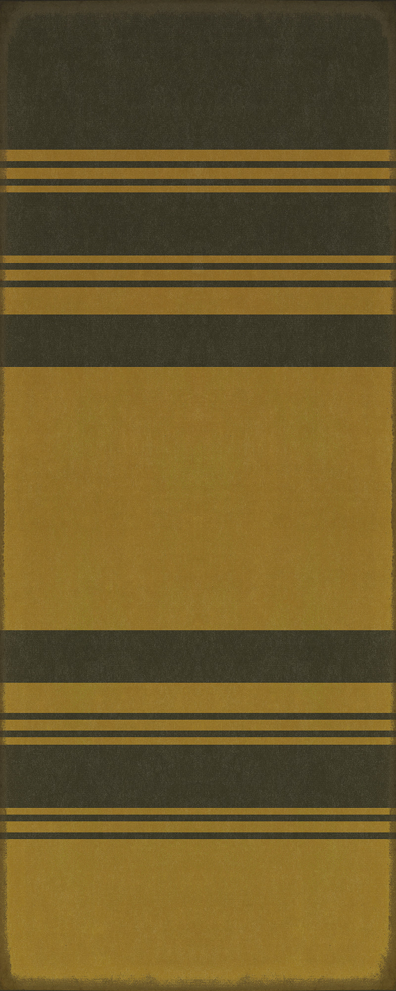 Pattern 50 Organic Stripes Black and Yellow 36x90 Vintage Vinyl Floorcloth