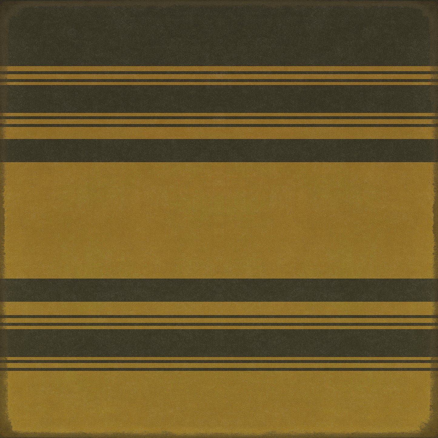 Pattern 50 Organic Stripes Black and Yellow 48x48 Vintage Vinyl Floorcloth