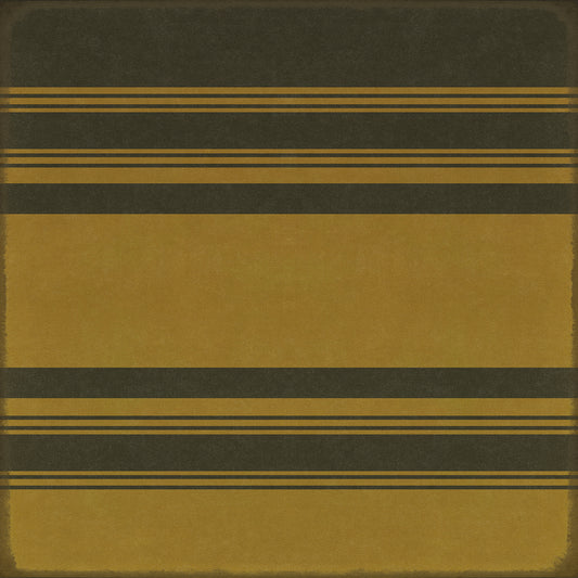Pattern 50 Organic Stripes Black and Yellow 48x48 Vintage Vinyl Floorcloth