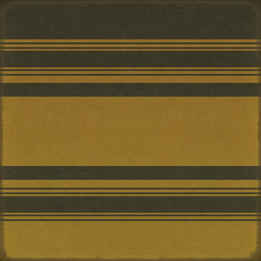 Pattern 50 Organic Stripes Black and Yellow 60x60 Vintage Vinyl Floorcloth