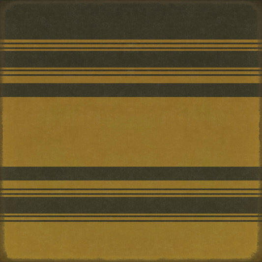 Pattern 50 Organic Stripes Black and Yellow 72x72 Vintage Vinyl Floorcloth