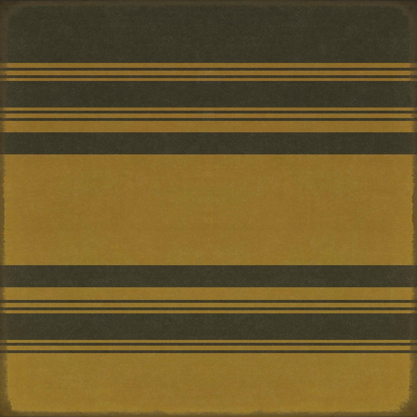 Pattern 50 Organic Stripes Black and Yellow 96x96 Vintage Vinyl Floorcloth