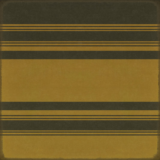 Pattern 50 Organic Stripes Black and Yellow 96x96 Vintage Vinyl Floorcloth