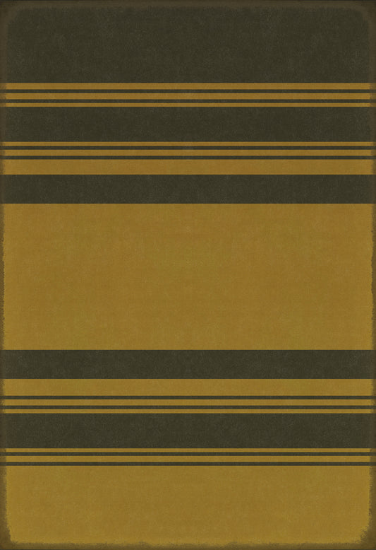Pattern 50 Organic Stripes Black and Yellow 96x140 Vintage Vinyl Floorcloth