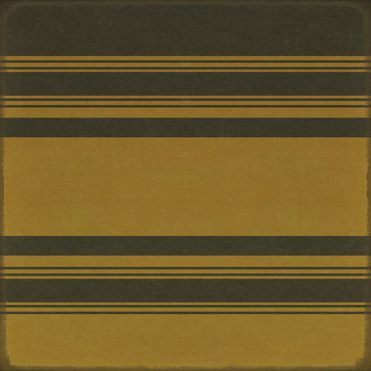 Pattern 50 Organic Stripes Black and Yellow 120x120 Vintage Vinyl Floorcloth