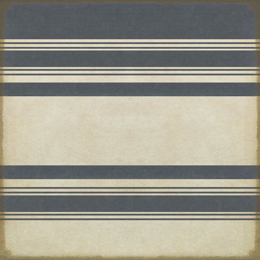 Pattern 50 Organic Stripes Blue and White 72x72 Vintage Vinyl Floorcloth