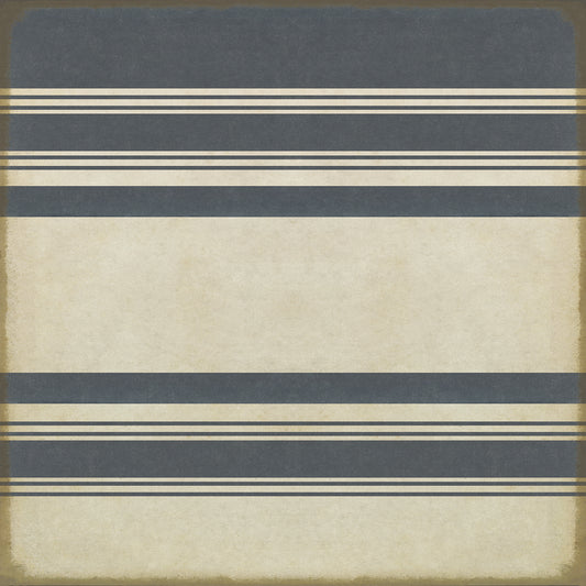 Pattern 50 Organic Stripes Blue and White 120x120 Vintage Vinyl Floorcloth