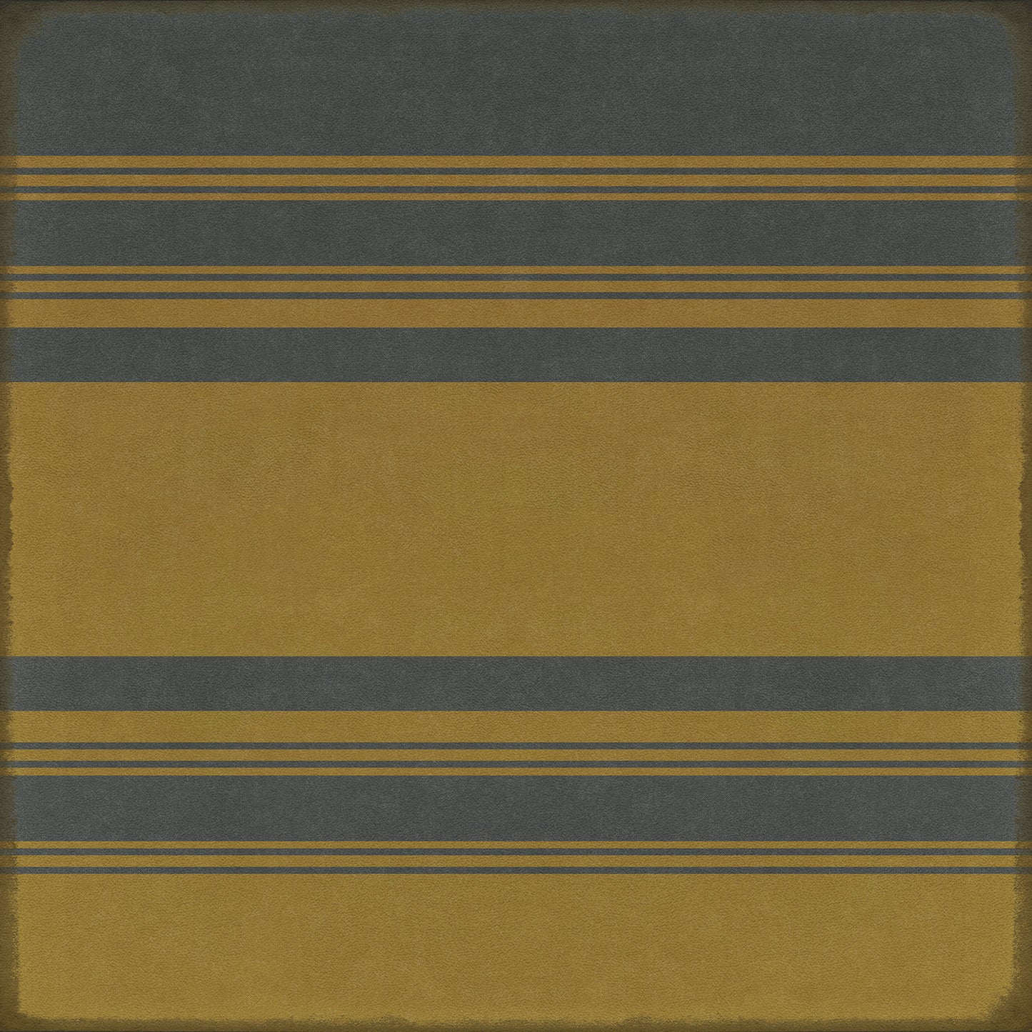 Pattern 50 Organic Stripes Blue and Yellow 36x36 Vintage Vinyl Floorcloth