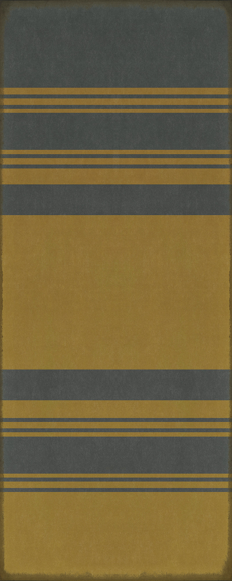 Pattern 50 Organic Stripes Blue and Yellow 36x90 Vintage Vinyl Floorcloth