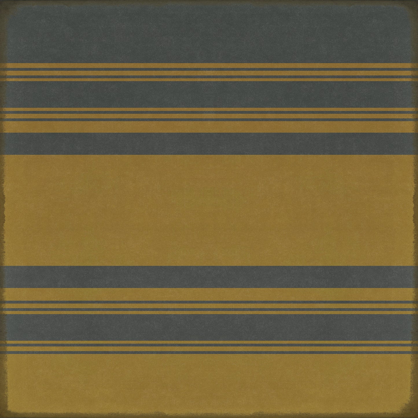 Pattern 50 Organic Stripes Blue and Yellow 96x96 Vintage Vinyl Floorcloth