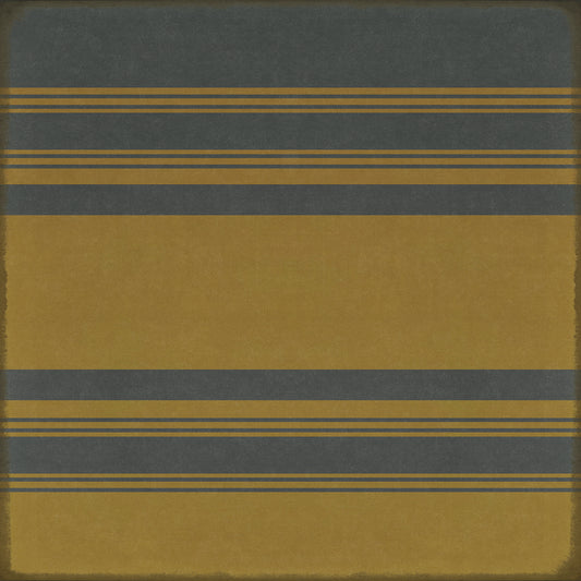 Pattern 50 Organic Stripes Blue and Yellow 120x120 Vintage Vinyl Floorcloth