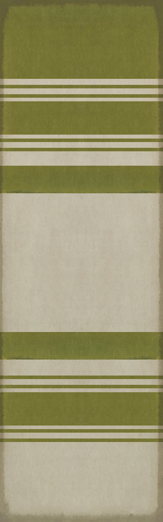 Pattern 50 Organic Stripes Green and White 36x115 Vintage Vinyl Floorcloth