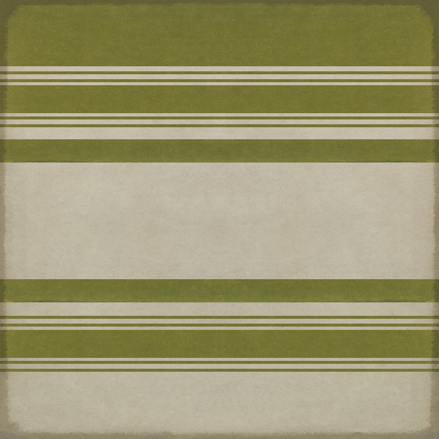 Pattern 50 Organic Stripes Green and White 48x48 Vintage Vinyl Floorcloth