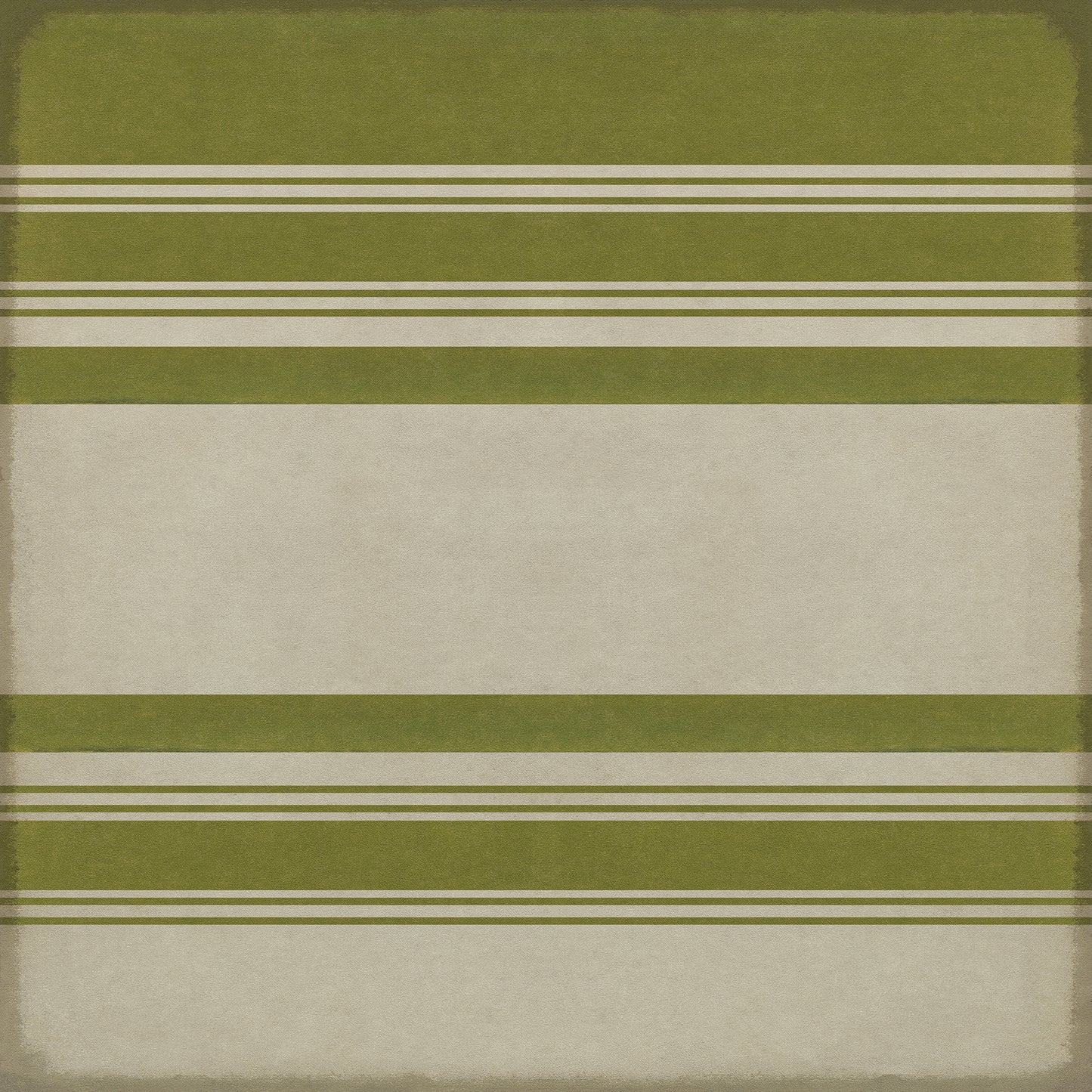 Pattern 50 Organic Stripes Green and White 60x60 Vintage Vinyl Floorcloth