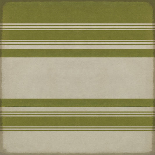 Pattern 50 Organic Stripes Green and White 60x60 Vintage Vinyl Floorcloth