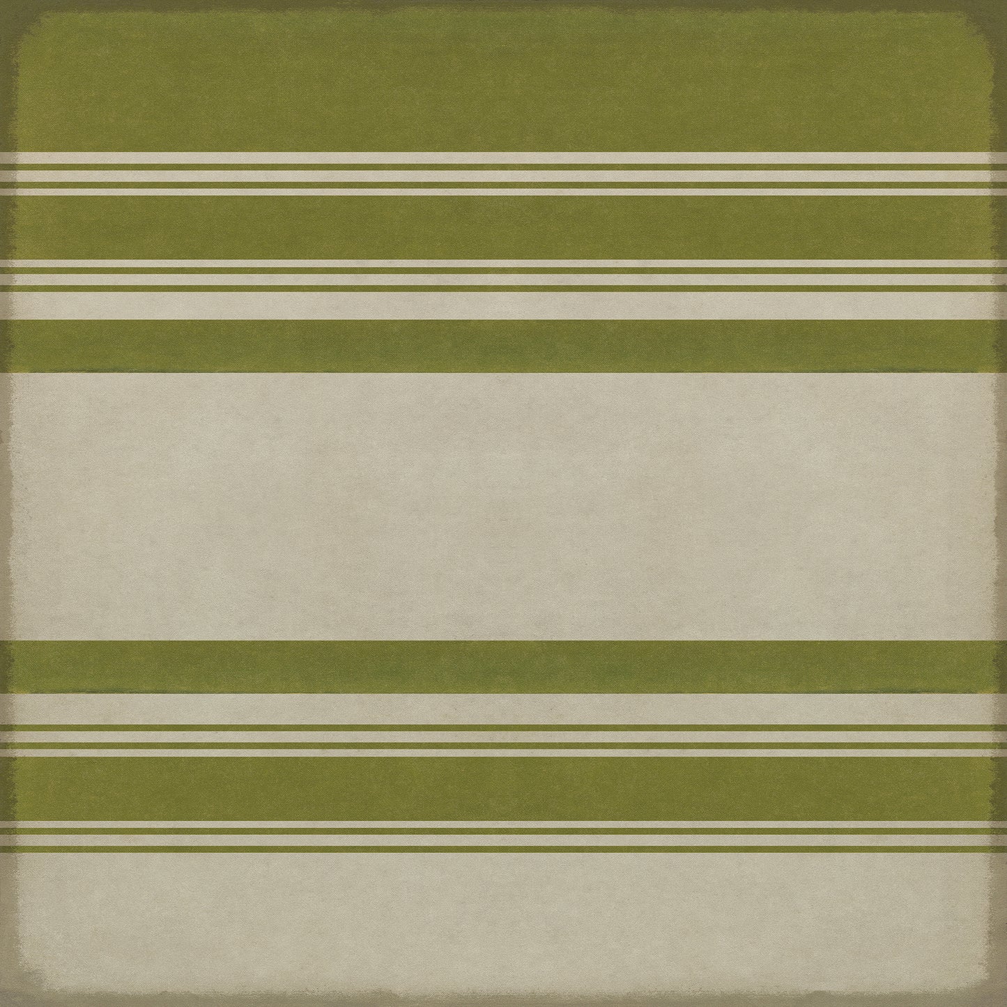 Pattern 50 Organic Stripes Green and White 72x72 Vintage Vinyl Floorcloth