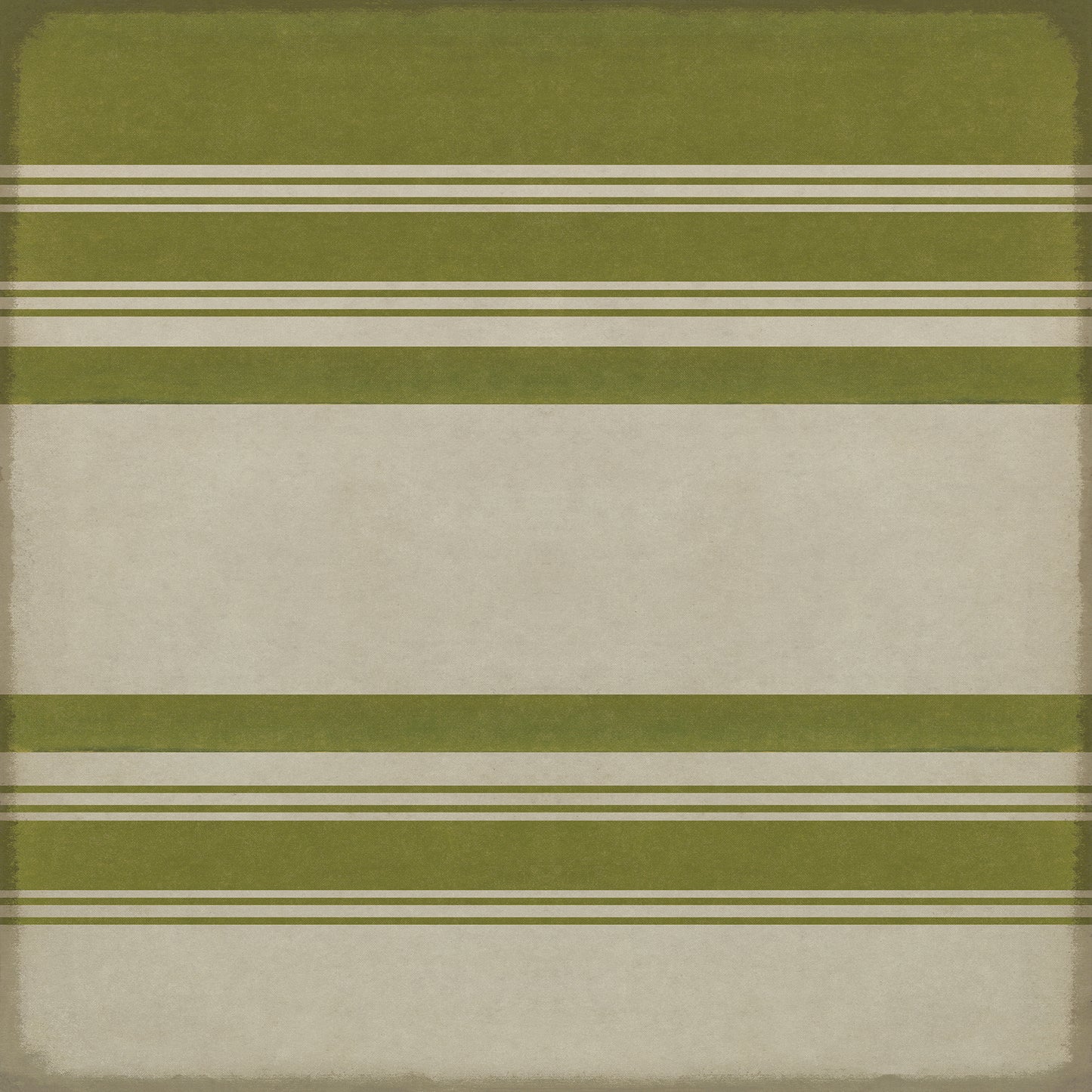 Pattern 50 Organic Stripes Green and White 96x96 Vintage Vinyl Floorcloth