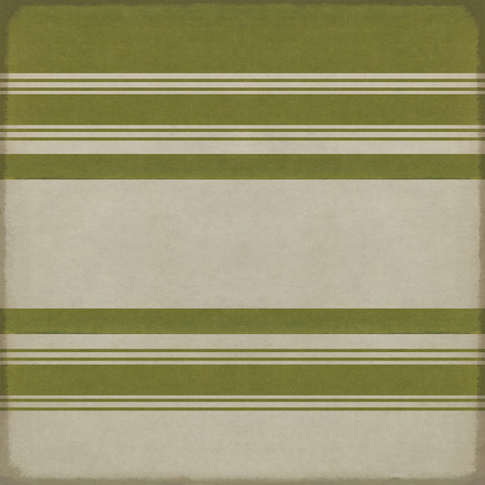 Pattern 50 Organic Stripes Green and White 120x120 Vintage Vinyl Floorcloth