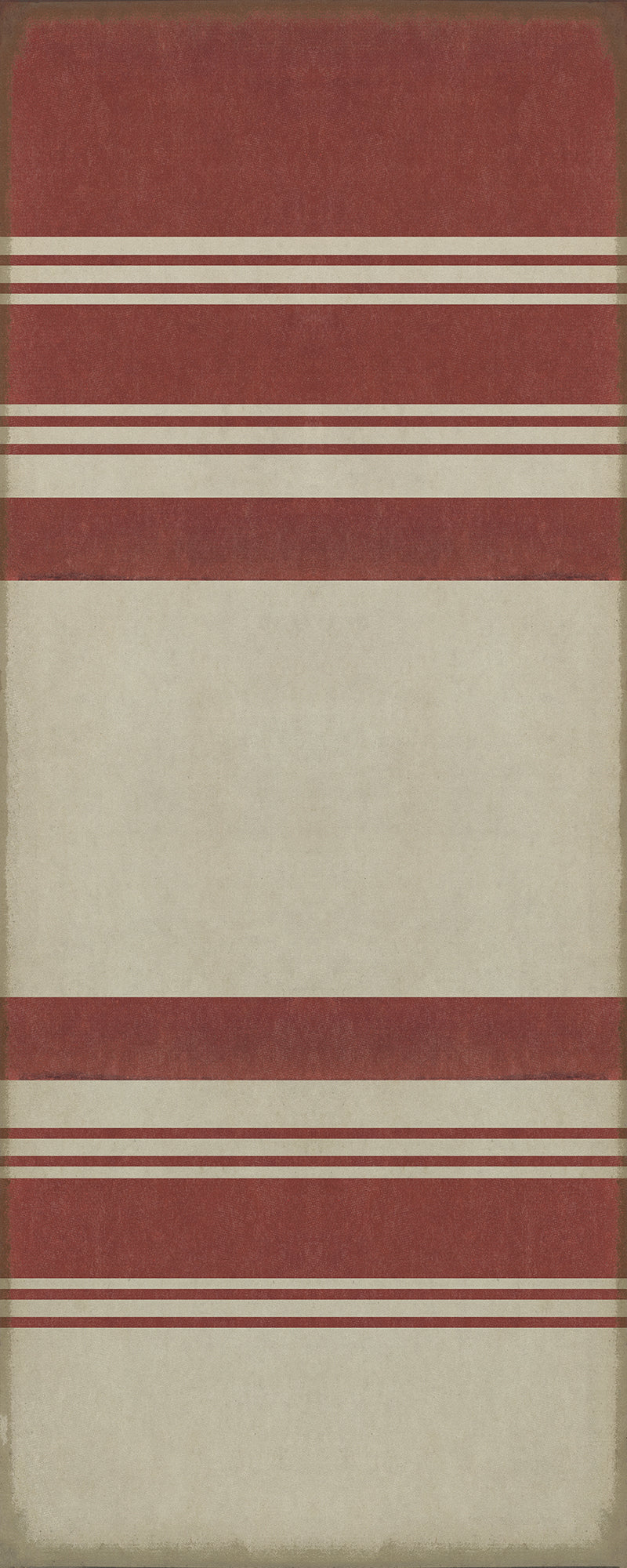 Pattern 50 Organic Stripes Red and White 36x90 Vintage Vinyl Floorcloth