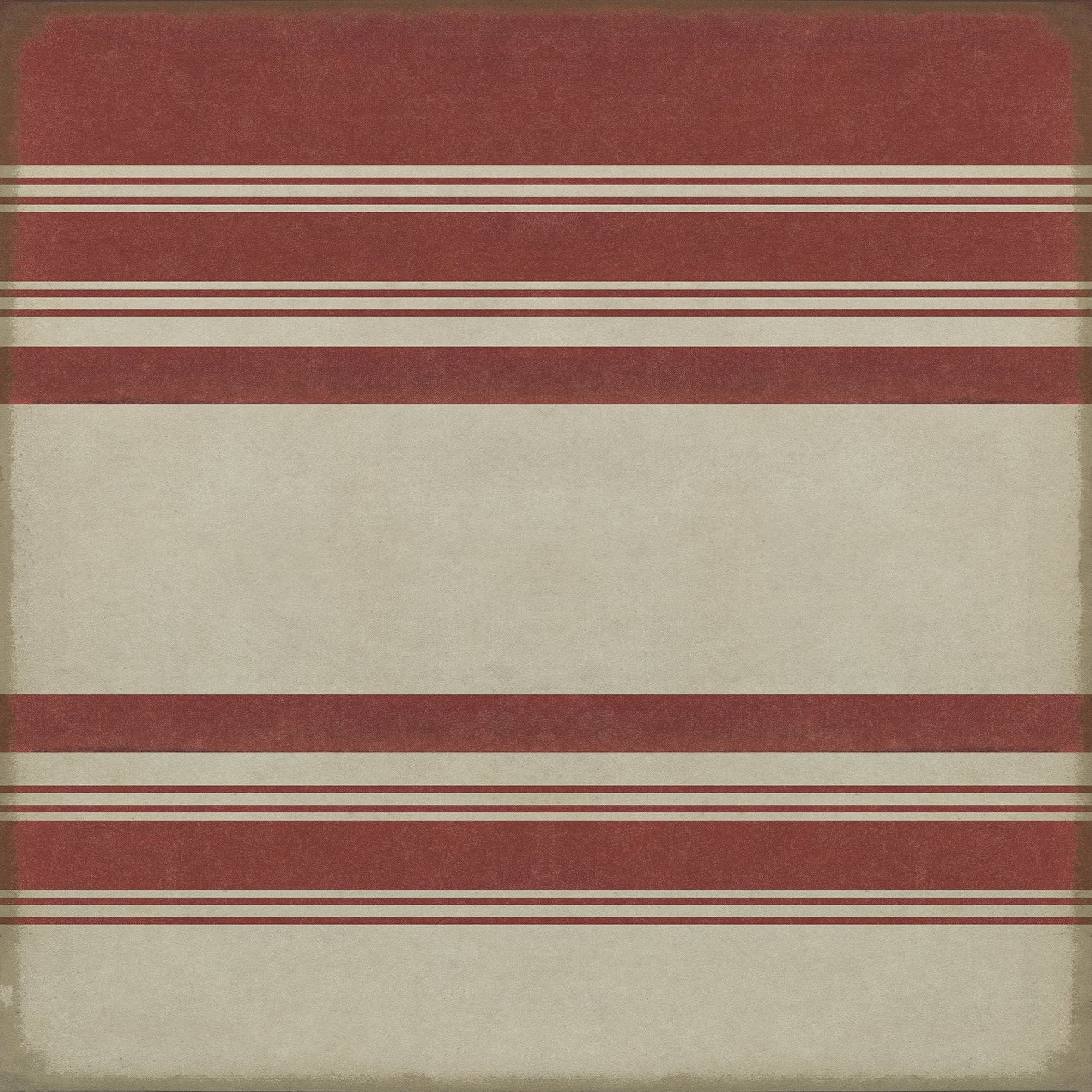 Pattern 50 Organic Stripes Red and White 72x72 Vintage Vinyl Floorcloth