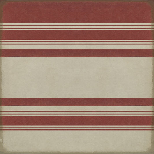 Pattern 50 Organic Stripes Red and White 120x120 Vintage Vinyl Floorcloth