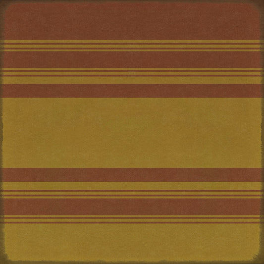 Pattern 50 Organic Stripes Red and Yellow 36x36 Vintage Vinyl Floorcloth