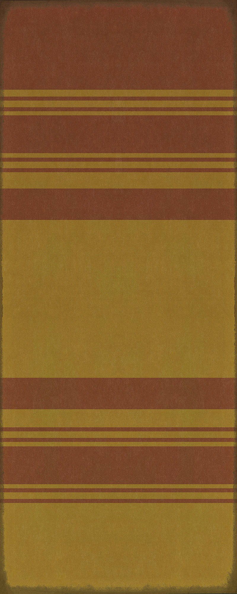 Pattern 50 Organic Stripes Red and Yellow 36x90 Vintage Vinyl Floorcloth