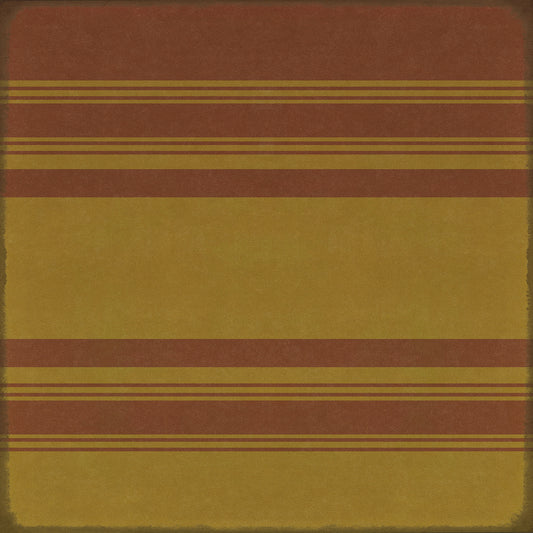 Pattern 50 Organic Stripes Red and Yellow 48x48 Vintage Vinyl Floorcloth
