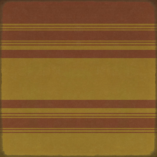 Pattern 50 Organic Stripes Red and Yellow 60x60 Vintage Vinyl Floorcloth