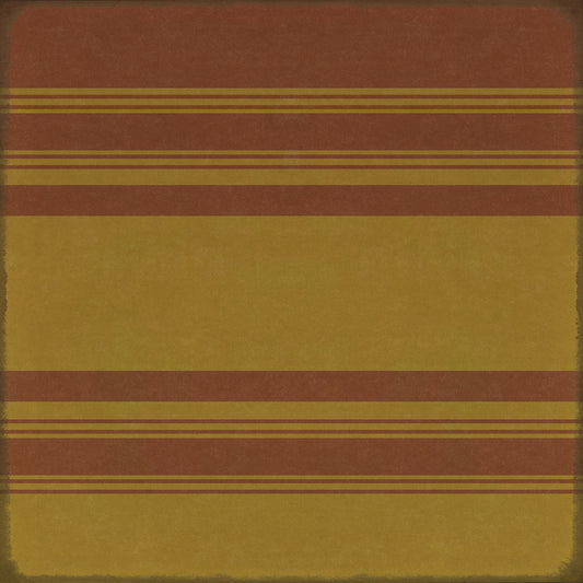 Pattern 50 Organic Stripes Red and Yellow 72x72 Vintage Vinyl Floorcloth