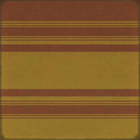 Pattern 50 Organic Stripes Red and Yellow 96x96 Vintage Vinyl Floorcloth