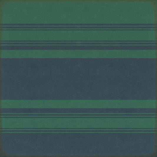 Pattern 50 Organic Stripes Teal and Blue 60x60 Vintage Vinyl Floorcloth